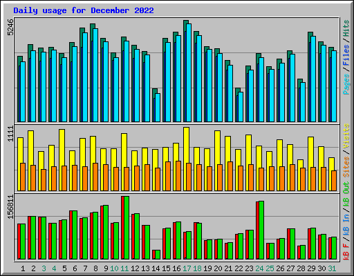 Daily usage for December 2022