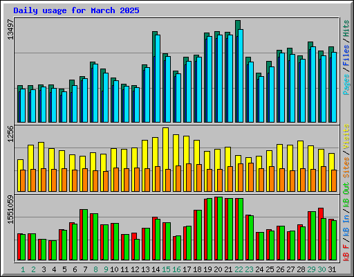 Daily usage for March 2025